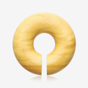 A Pair of Jackfruit Wood Hoop Hanger Plug-Yellow